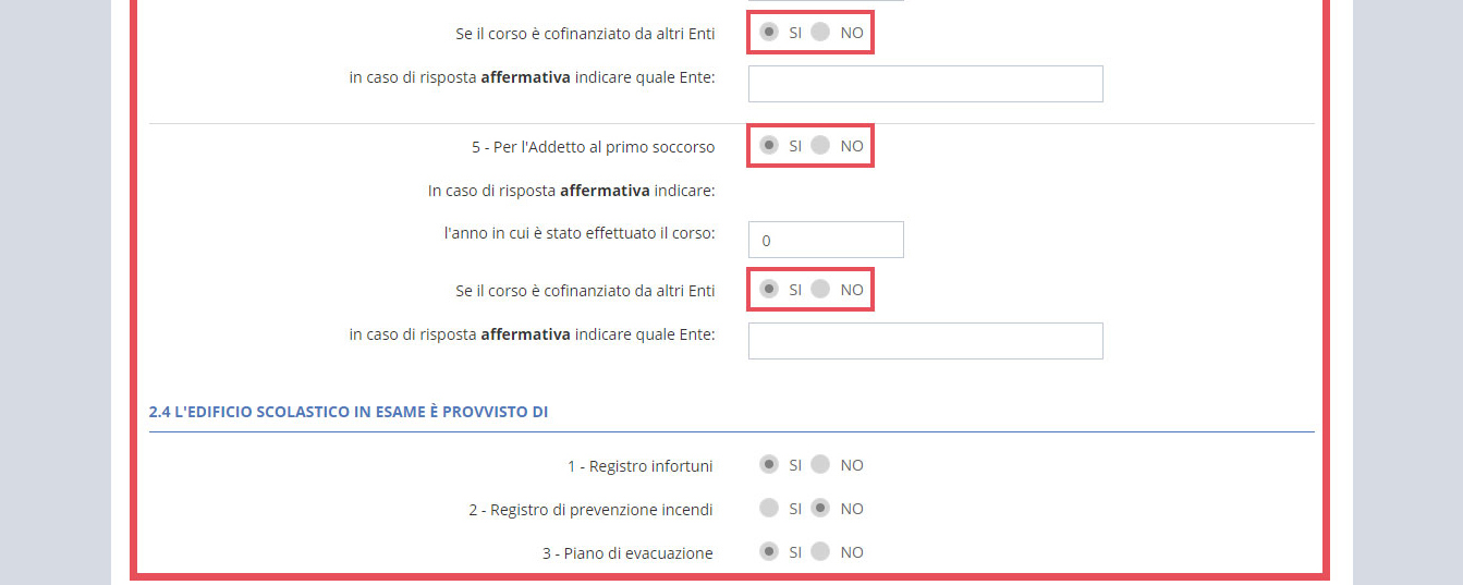 immagine pagina edifici del pes, 2 condizioni di salute e sicurezza, risposte affermative