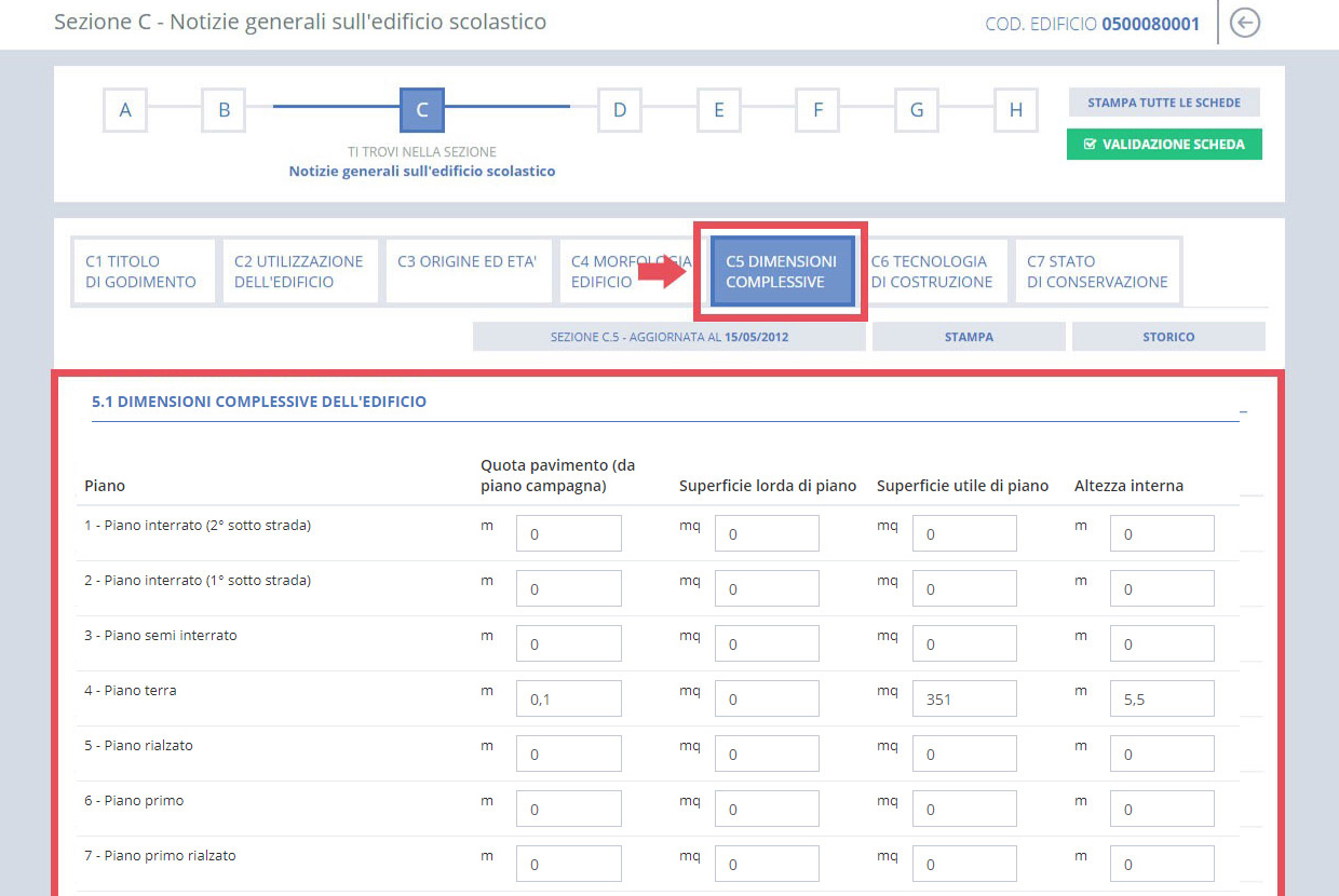 immagine pagina sezione C5 dimensioni complessive